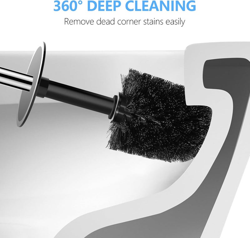 SetSail Toilet Brush, Compact Size Toilet Bowl Brush and Holder Toilet Brushes for Bathroom with Stainless Steel Handle Toilet Cleaner Brush with Durable Scrubbing Bristles, 3 Packs - Image 5